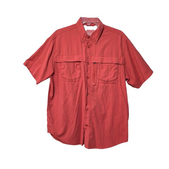 Coleman Men's Red Orange Button Down Collar Fishing Outdoor Camping Shirt Sz L - Picture 1 of 3